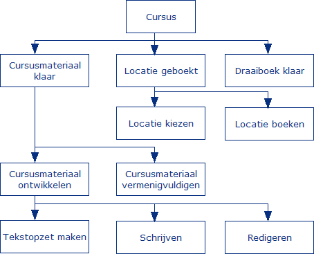 voorbeeld van een work breakdown structure (wbs)